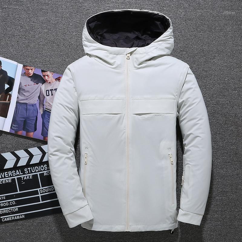 

Winter Jacket Men Down Coat 90% White Duck Down Jacket Waterproof Hooded Removable Liner -30 Degree Keep Warm Parkas Jackets1, Black