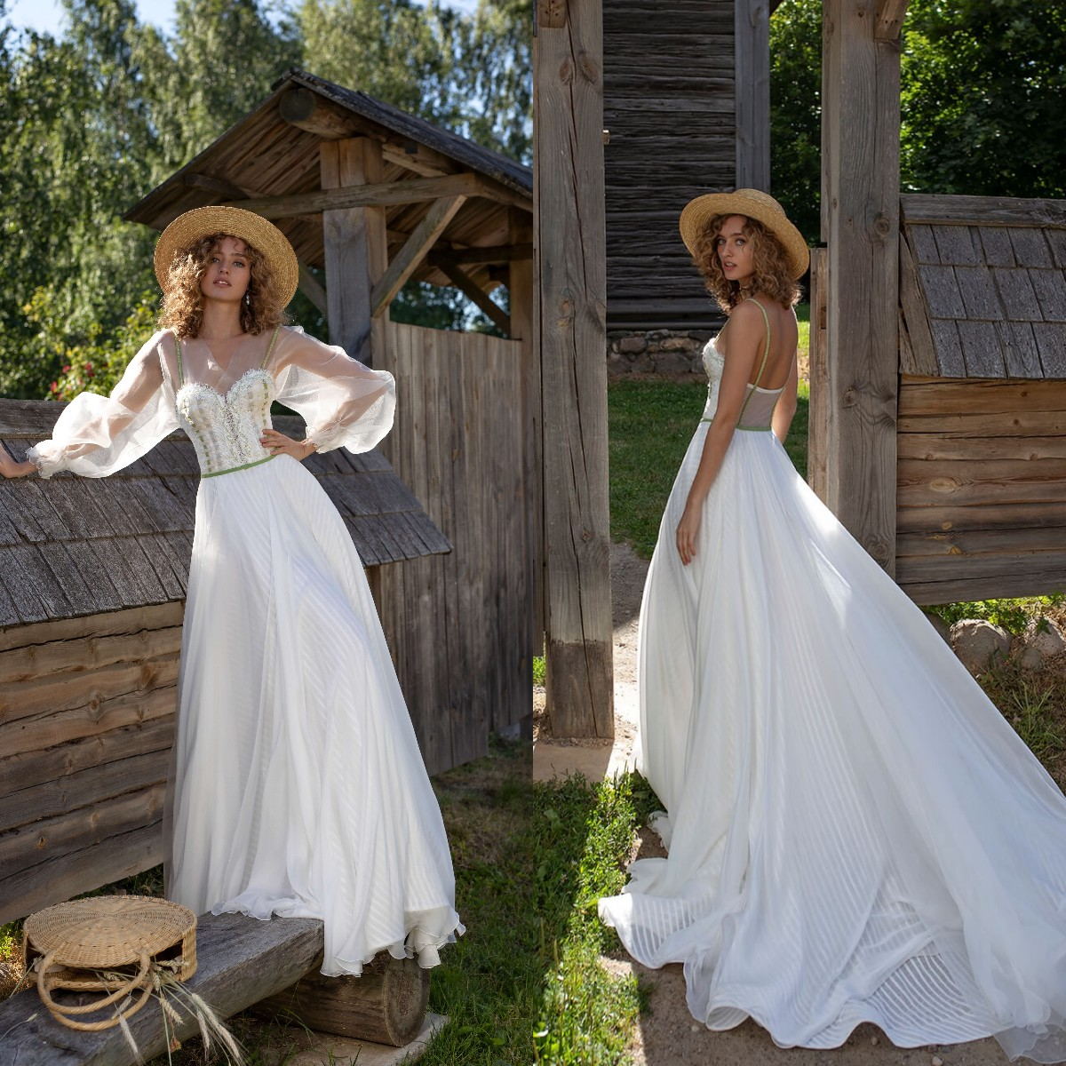 

2021 New Overskirts Wedding Dresses Long Sleeves Lace Appliques Bridal Gowns Custom Made Backless Sweep Train Designer A-Line Wedding Dress, White