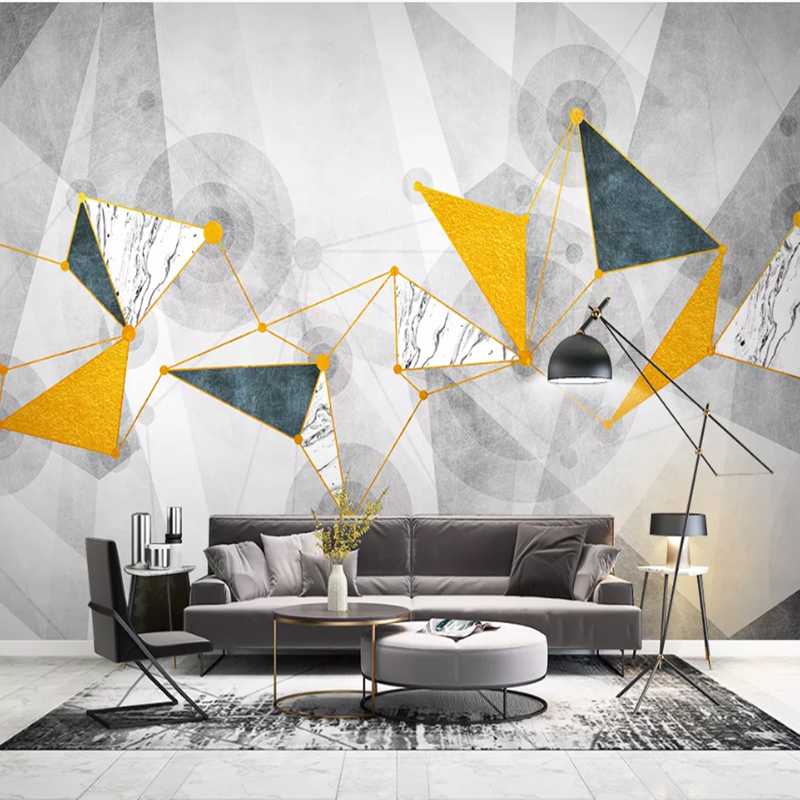 

Milofy manufacturers custom modern abstract geometric lines living room bedroom background wallpaper mural, Silk cloth