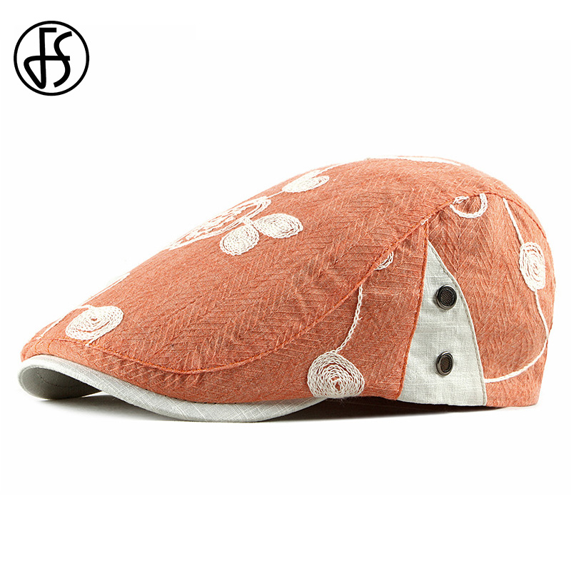 

FS Vintage Beret Caps For Men Women Orange Adjustable Brand Newsboy Cap Cabbie Gatsby Cotton Outdoor Sports Sun Hat 2020, Orange beret