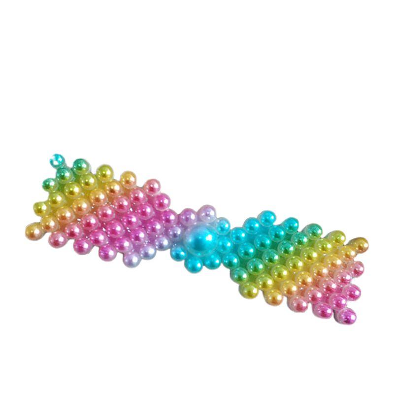 

Summer Festival Hair Styling Snap Barrettes Women Girls Gradient Rainbow Imitation Pearl Hair Clip Bowknot Hairgrip