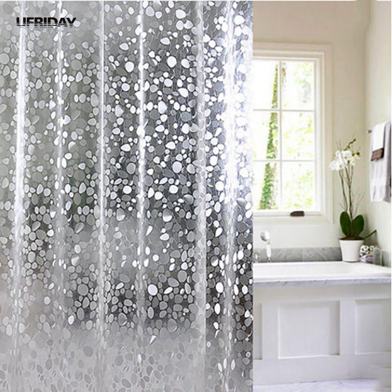 

UFRIDAY Brand Transparent EVA Shower Curtain 3D Stone Pattern Waterproof Bath Curtains for Curtains Bathroom Bling Bath Screens