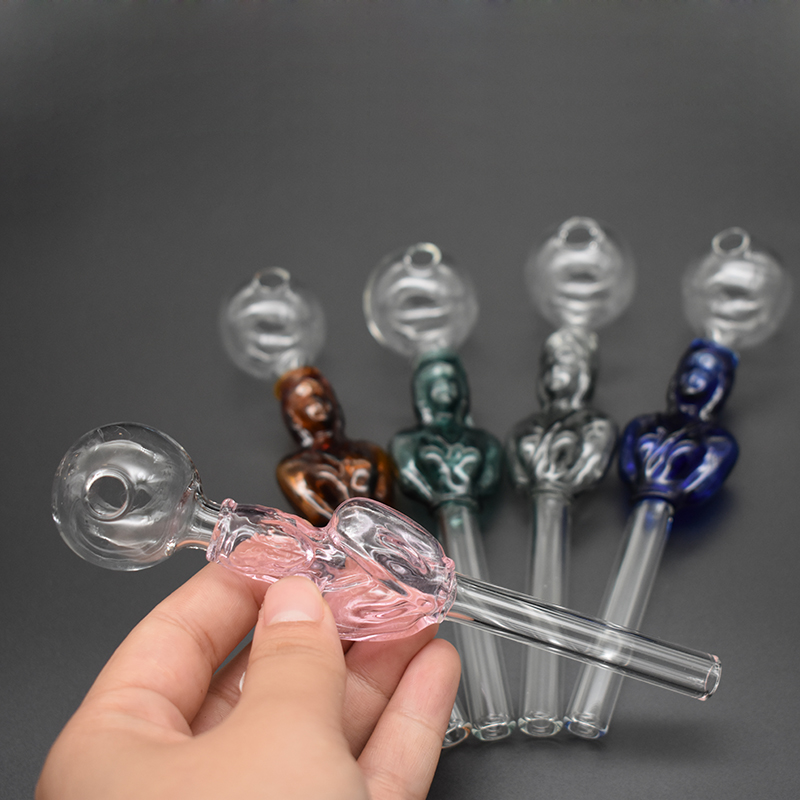 

14cm Lenght Pyrex Glass Oil Burner Pipe Tobcco Dry Herb Colorful Beauty Bodice Smoking Accessories Glass Tube Smoking Pipes Dhl Free