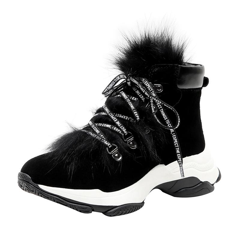 

High Quality Cow Suede Women Ankle Boots Lace-Up Shoes Woman Autumn Winter Warm New Arrival Casual Fashion Snow Boots, Black