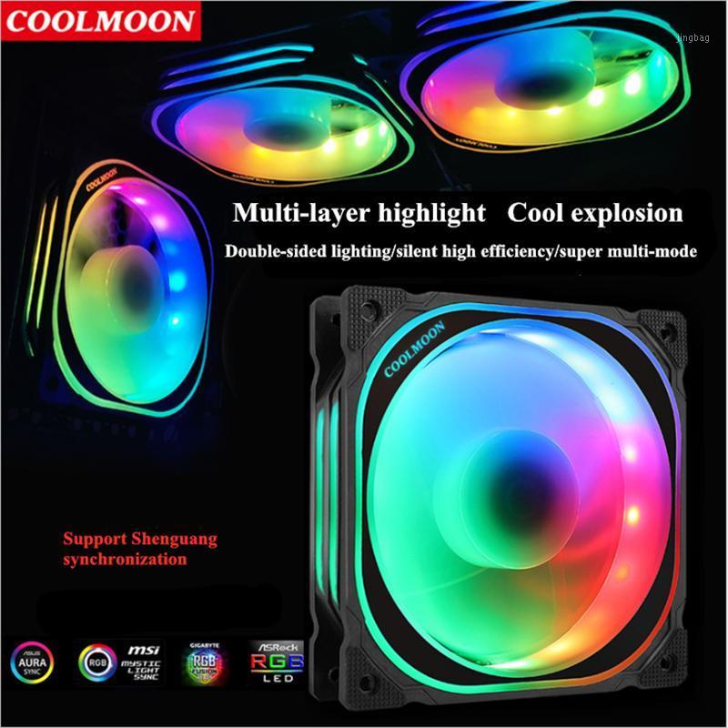

Music Control Support RGB Fan 12cm Chassis Case Fan Dor Desktop Computer RGB Cooling MOBO 5V AURA SYNC Giant Wave Style1