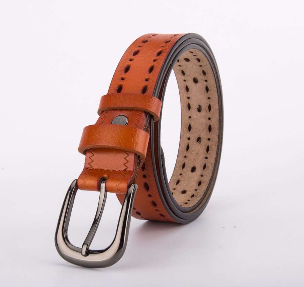 

Leather belt, women's leather, two-layer cow leather belt, versatile fashion decoration, pin buckle, jeans, wide tide, pure cow leather belt, Black