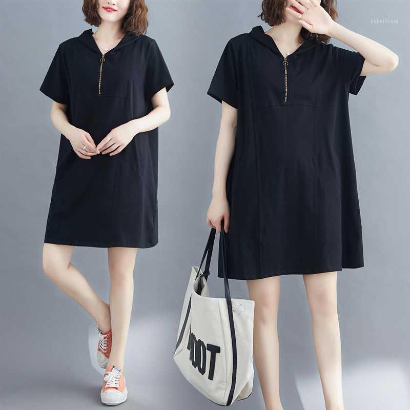 

2020 New Arrive Summer Maternity Dress Woman Casual Large Size Dresses With Hat Pregnant Woman Clothing MD-024131, Black