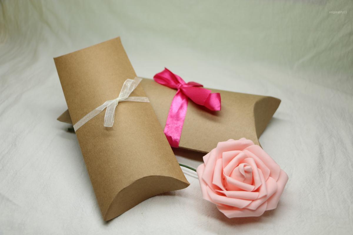 

50pcs Brown Candy Packing Box Craft Paper Pillow Box Wedding Favor Gift Boxes Blank Cardboard Present 18.5x7.8x3cm/20x10x4cm1