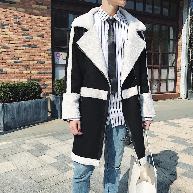 

Long Fur Coat Man Jaqueta Masculina Couro Men Fur Coat Splice Faux Men Punk Parka Jackets Full Length Leather Overcoats, Black