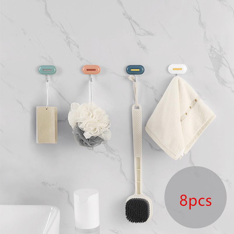 

8Pcs/set Adhesive hook Nordic minimalist Kitchen hook Bathroom Clothes Towel Rails Holder wall hooks key holder home decoration