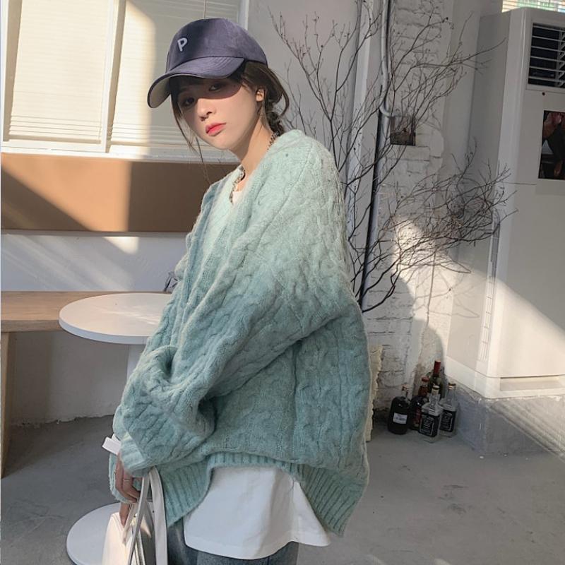 

V-neck Pullover Sweater Women's Autumn and Winter 2021 New Korean Style Loose Outer Wear Thick Gentle Top, Blue