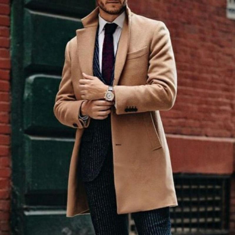 

Coat Men 2020 Business Wool Blend, Khaki
