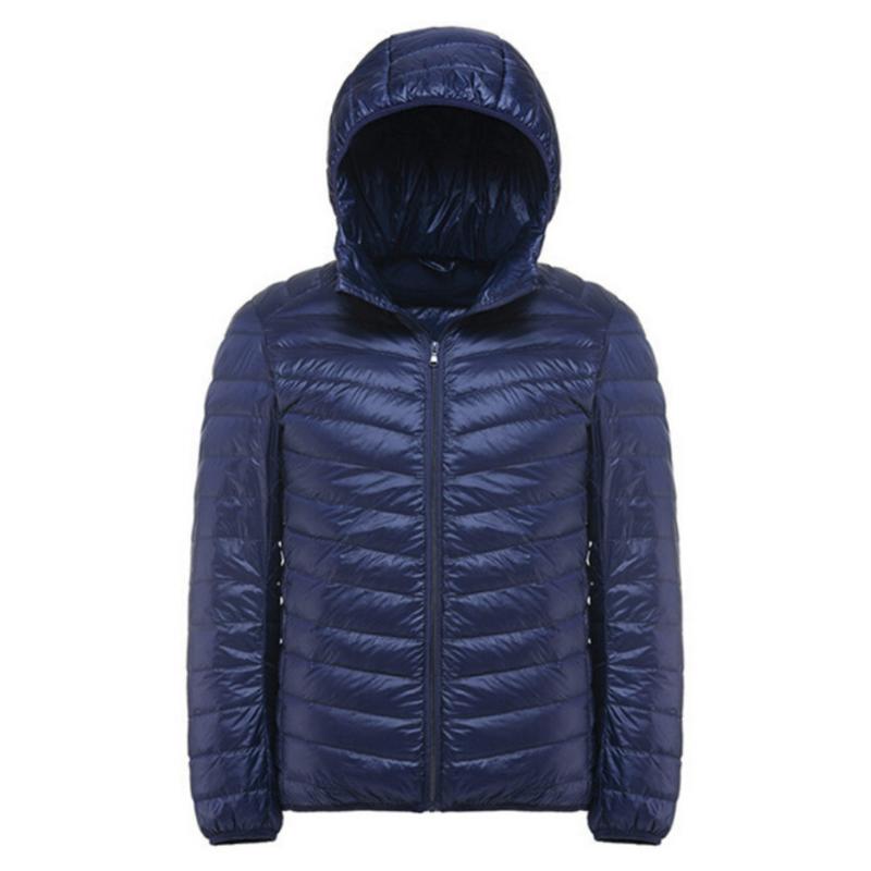 

Men's Casual Warm Jackets Solid Thin Breathable Winter Down Jackets Outdoors Coat Lightweight Parka EU size 3XL hombre jaqueta, Hoodie blue