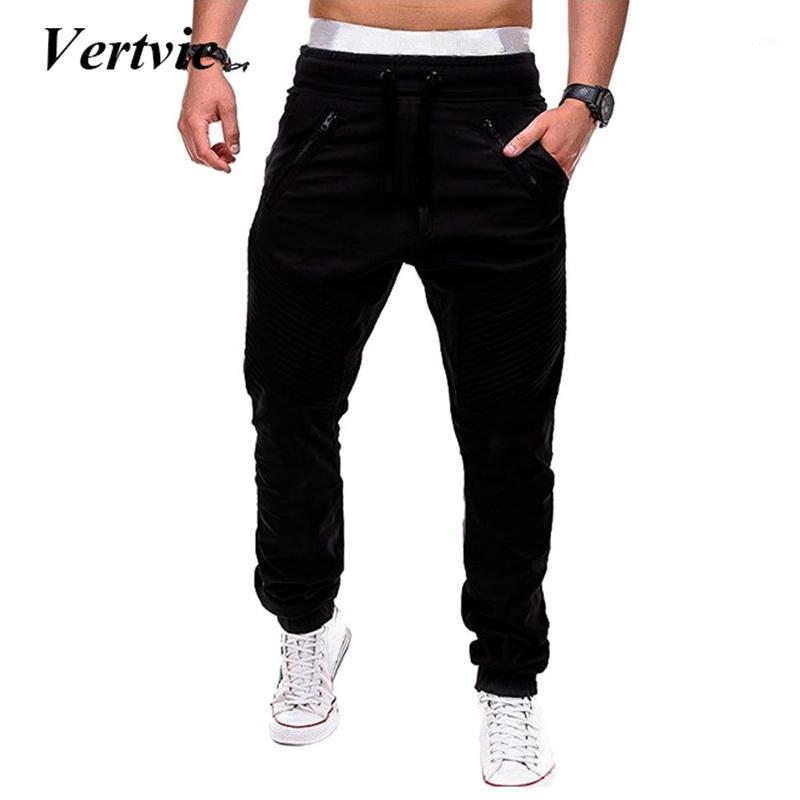 

Vertvie Men's Running Pants Sweatpants Joggers Pants 2020 Solid Multi-pocket Male Trousers Drawstring Zipper Joggers1, Navy blue