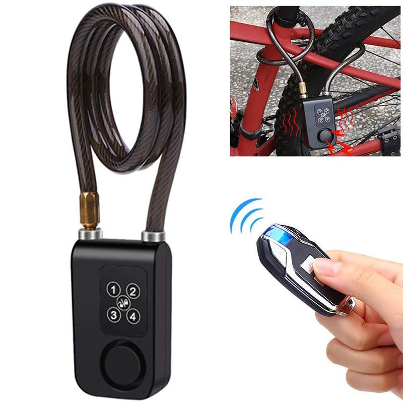 

4 Digit Password Lock,Anti-theft Security Wireless Remote Control Alarm Intelligent Bluetooth Remote Control Bicycle Lock Alarm