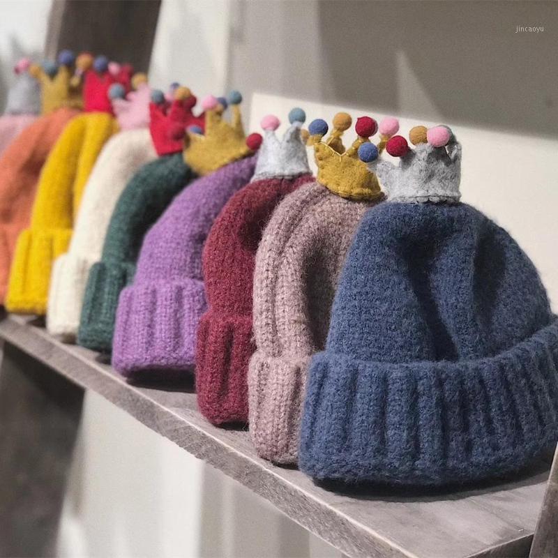 

Candy Color Warm Kids Baby Winter Hats With Crown For Kids Children Knitted Baby Boy Cap Girls Hat1, Green