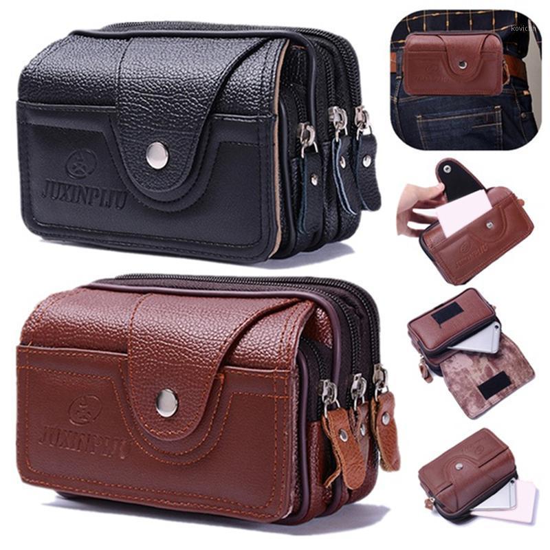 

2021 Pu Vintage Waist Pack Multi-Function Phone Coin Waist Bag Vintage Unisex The Belt Outdoor Small Wallet Men Women1, Black
