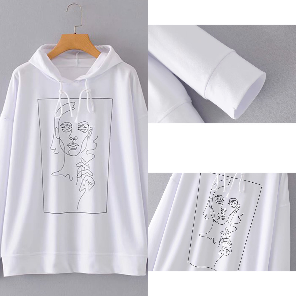 

hoodies hooded womens charcater printing pullover toppies loose oversized white sweatshirts 2020 autumn
