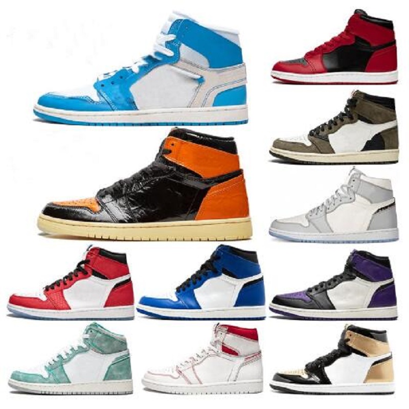 

New Jumpman 1 1s Mens Basketball Shoes Obsidian UNC Tokyo Bio Hack Mid Digital Pink Dark Mocha Chicago Sport Trainers Sneaker Size 12, Color 40