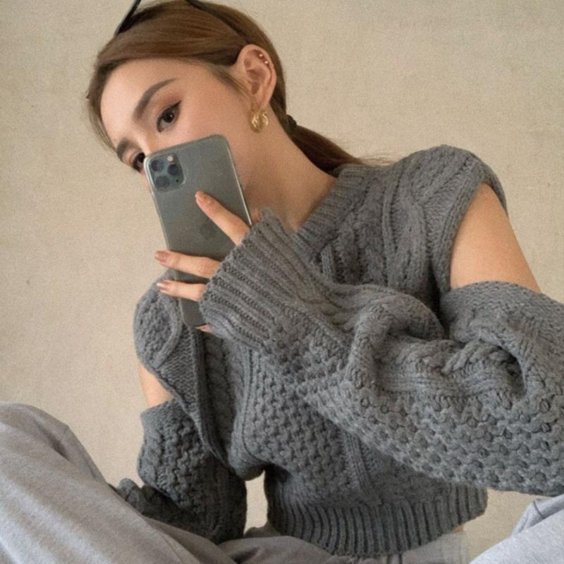 

Women's sweaters knitted casual harajuku Tops aesthetic dropshipping streetwear black korean pullover oversize undefined clothes