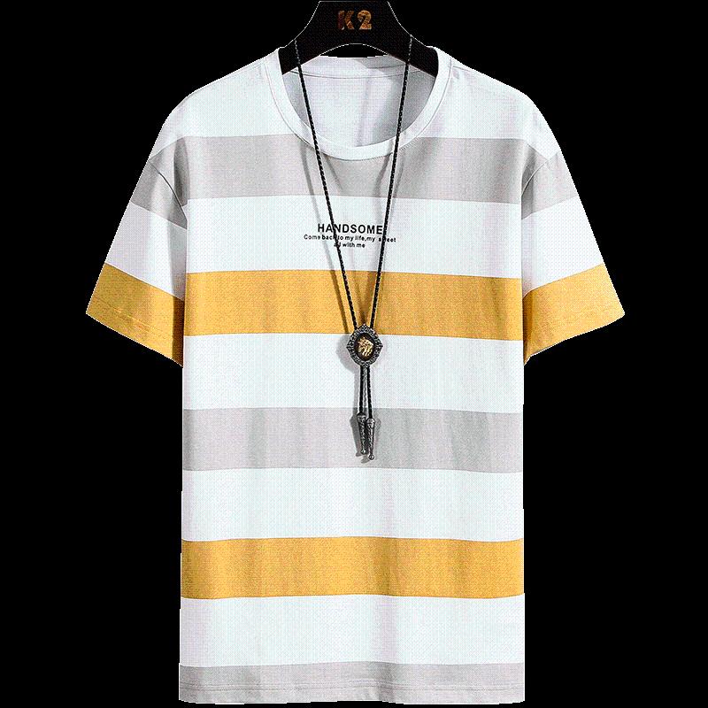 

Mens Fashion T Shirt Cotton Tshirt Striped For Men Tee Summer Casual T-shirts Streetwear Fitness Tees, Blue