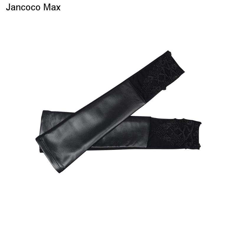 

Jancoco Max Fashion Design Women's Long Genuine Sheepskin Leather Lace Gloves Evening Party Mittens S2066