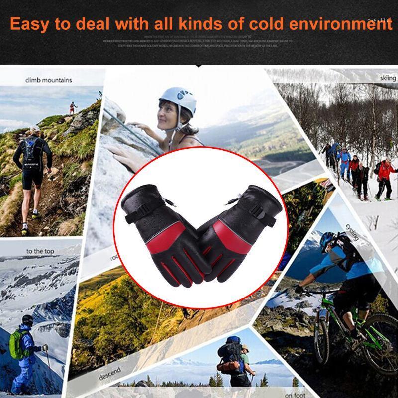 

1pair Men Women Thermal Winter Warm Outdoor Sports Soft USB Powered PU Leather Heated Gloves Skiing Windproof Touch Screen1, Blue