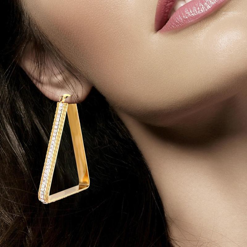 

Triangle ear ring 2020 fashion Golden cubic zirconia earrings Korean temperament earrings female personality trend woman earring1