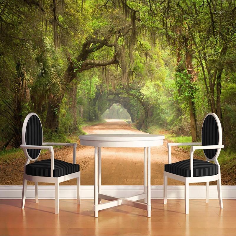 

Custom Mural Wall Painting Forest Small Road Tree 3D Stereoscopic Landscape Photo Wall Paper For Living Room Kitchen Home Decor1, As pic