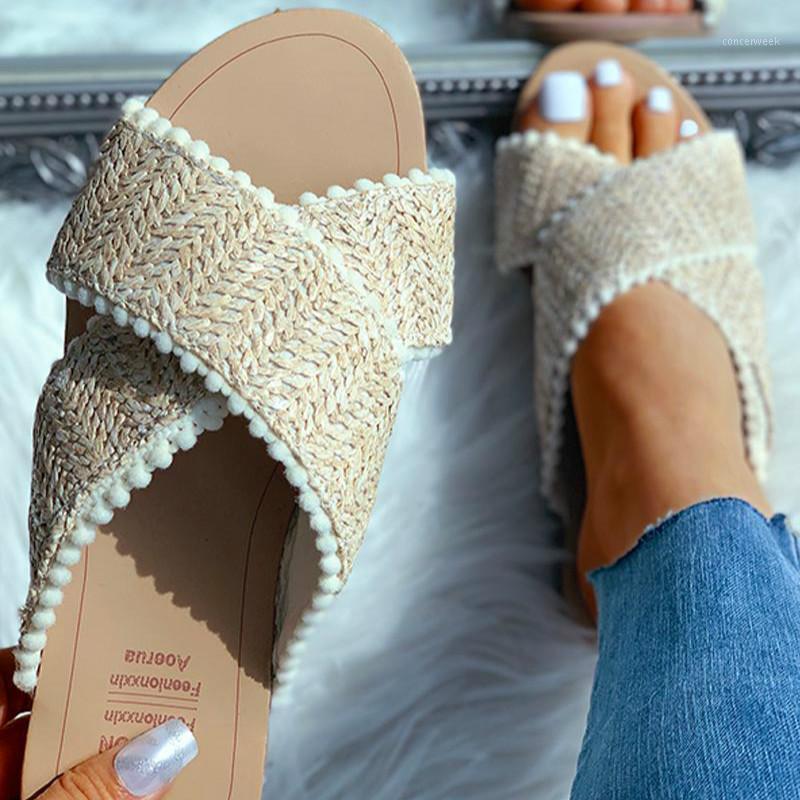 

Women Slippers Pompom Mix Color Platform Flat Heel Peep Toe Slides 2020 Outdoor&Indoor Beach casual Lady Shoes zapatos de mujer1, Gray