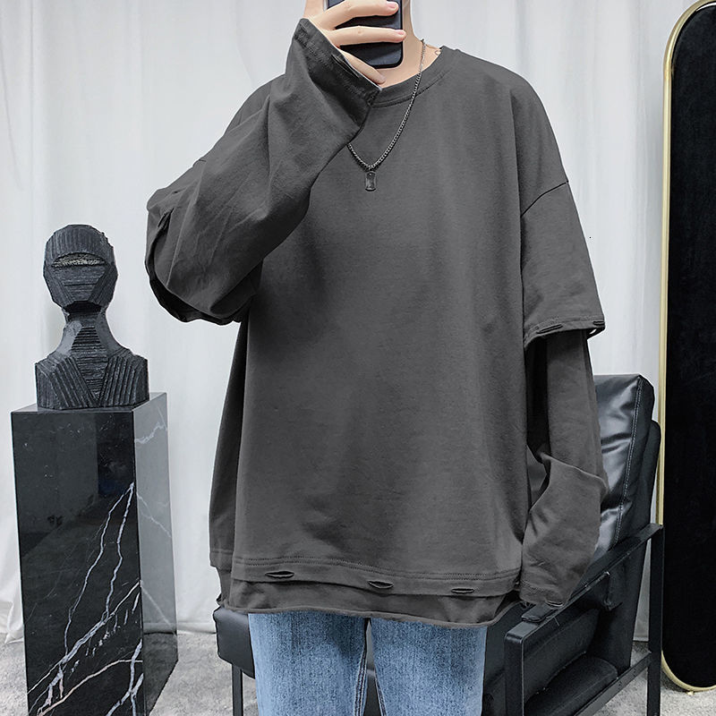 

Sweatshirt 2021 Male Spring and Winter Thin New Two Hoodie Young Men's Clothes R3JO, White