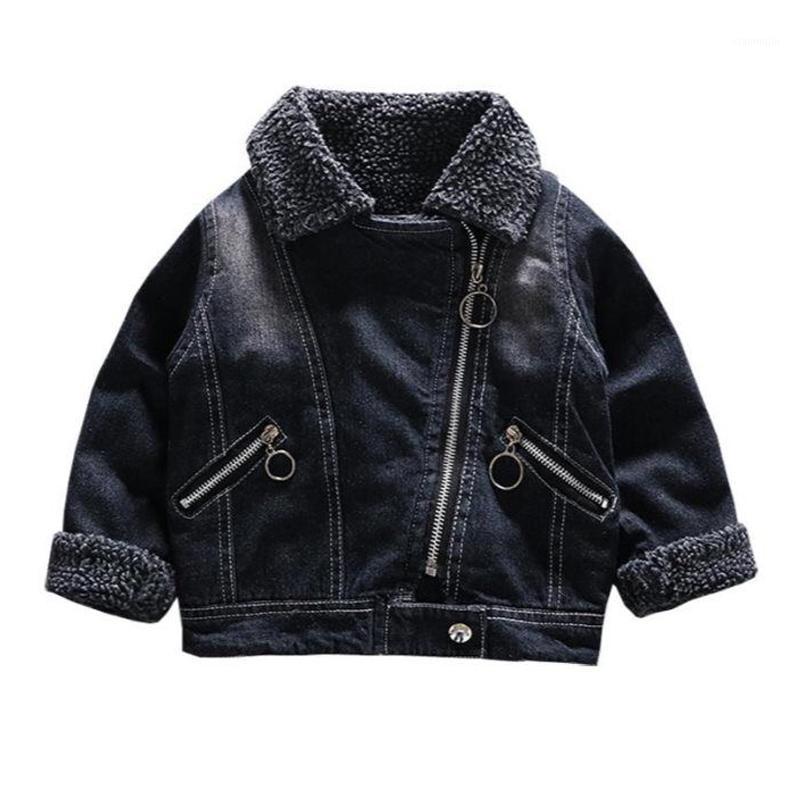 

2020 New Arrival Sale Zipper Wool Cotton Short Turn-down Collar Full Denim Unisex Boys Outerwear Kids Girls Jacket Winter Coat1, Black