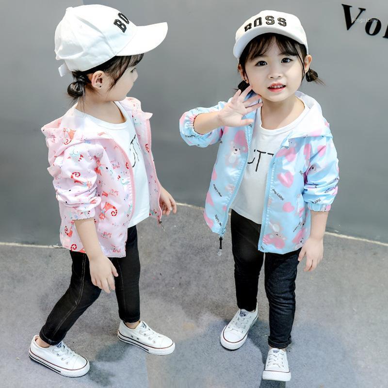 

Kids Clothes Windbreaker Trench Coat For Children Jacket Hooded Outerwear Long Sleeve Coat For Girls 2 to 8 Year1, Sky blue