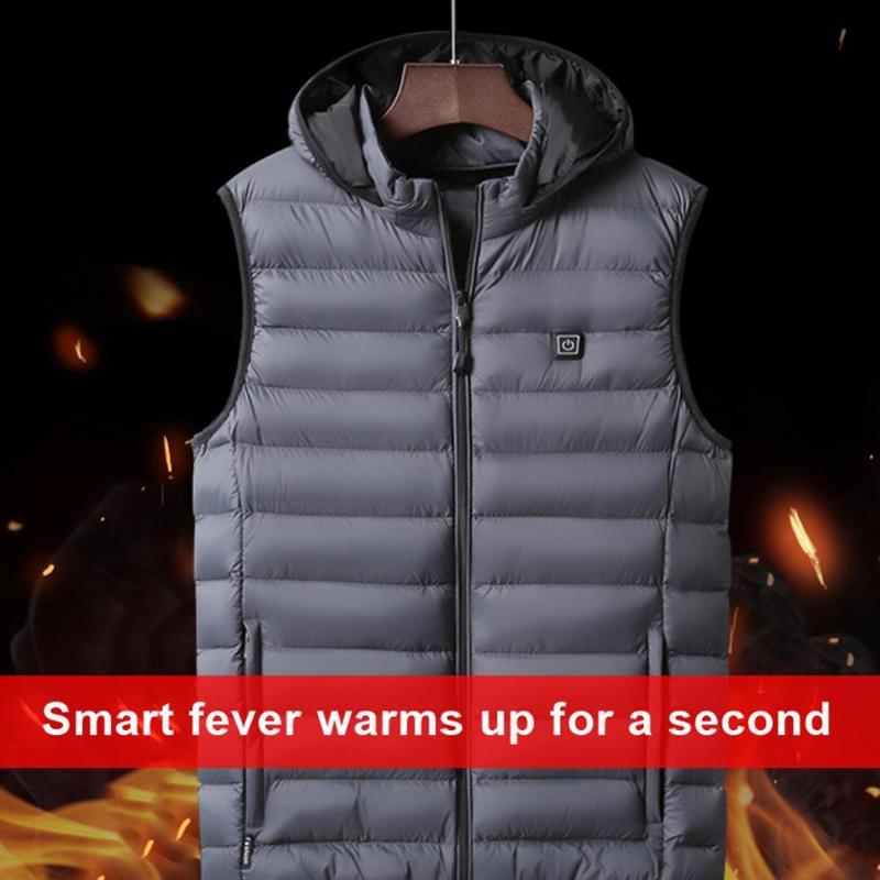 

Electric Heated Vests Men Women Washable USB Jacket Winter Outdoor Thermal Warm Cloth Hiking Motorcycle Waistcoat, Gray