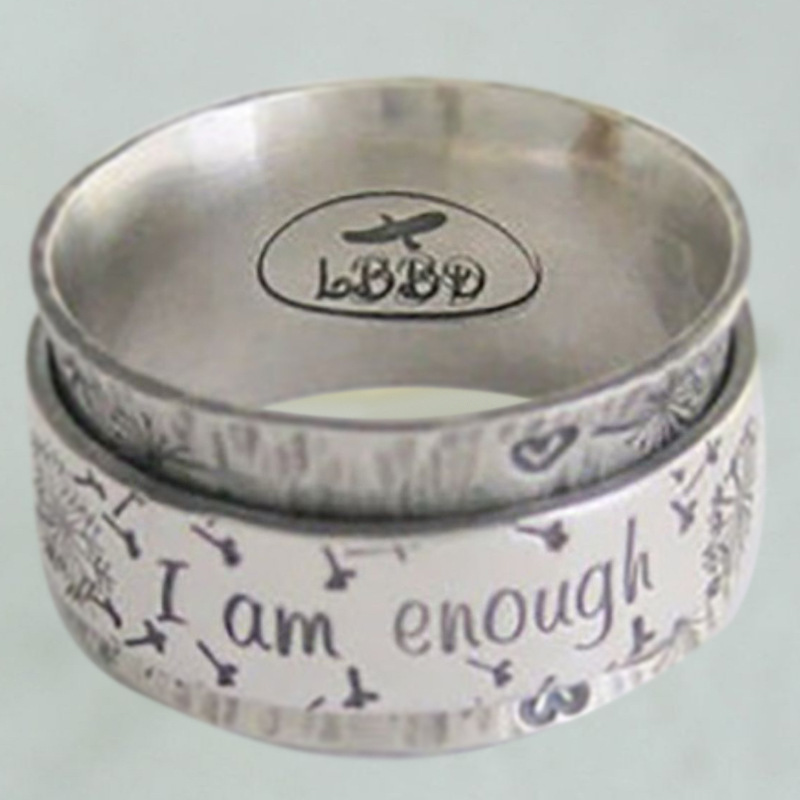 

Silver 925 Man 2021 Dandelion A Women For I AM ENOUGH Sterling Gift Ring A Jewelry Rings Ring Letter Mqdek, Slivery;brown