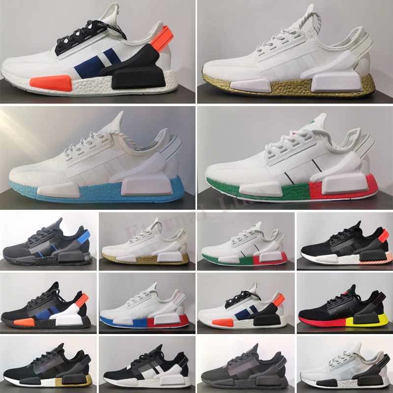 

Core Black White r1 v2 mens sneakers run shoes Mexico City Oreo Aqua Tones Metallic Gold Classic womens mens sports fashion outdoor, Color 13