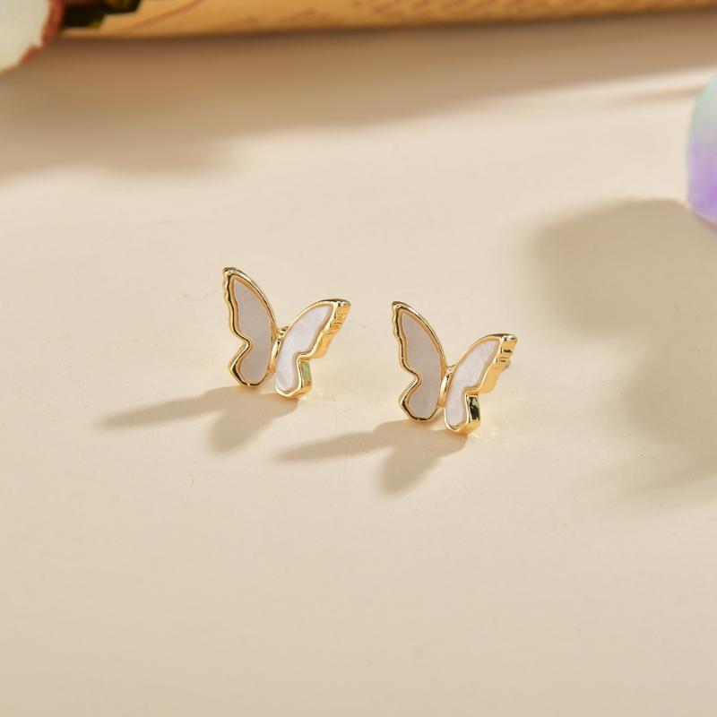 

Stud UAM Cute Gold Color Edge Geometric Small Bowknot Simulation Shell Animal Earrings For Woman Classic Fashion Jewelry Gifts