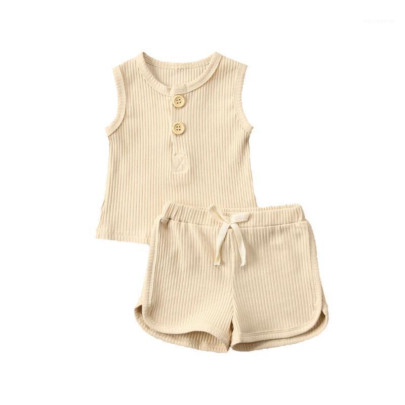 

2020 Newborn Toddler Baby Boy Girl Clothes Summer Outfit Clothes Vest Top T-shirt Shorts Knitted Sleeveless Sets1, As photo shows