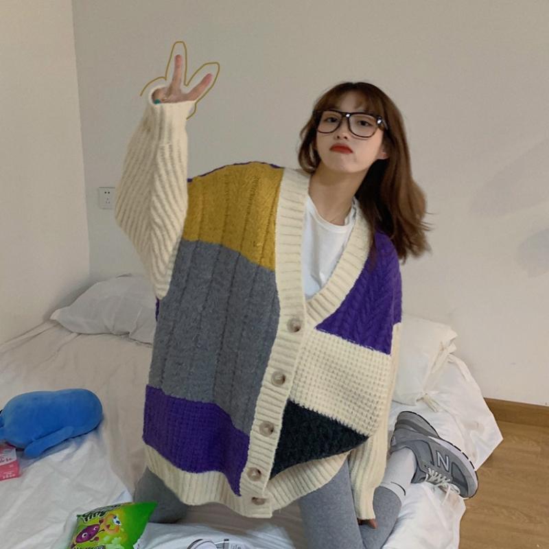 

SuperAen Loose Casual Color Matching Thickened Warm Full Sweaters for Women Coat, White