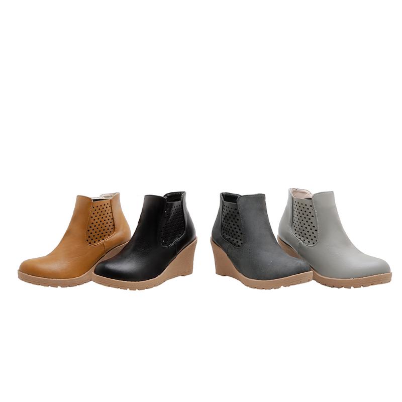 

PQECFS Big size 33-43 high quality 2020 spring & autumn & winter women solid strange style high heels ankle boots 4 colors, Black