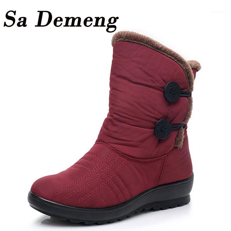 

Sa Demeng Snow Boots 11.11 Brand Women Winter Boots Button lady Shoes Antiskid Waterproof Flexible Women Fashion Casual1, M3183-red
