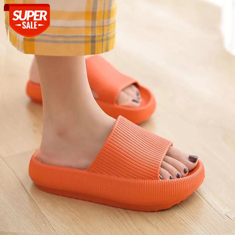 

Platform Slippers Men EVA Non-slip Bathroom Slippers Soft Unisex Home Solid Color Household Summer Men Casual Shoes #FZ4t, Black