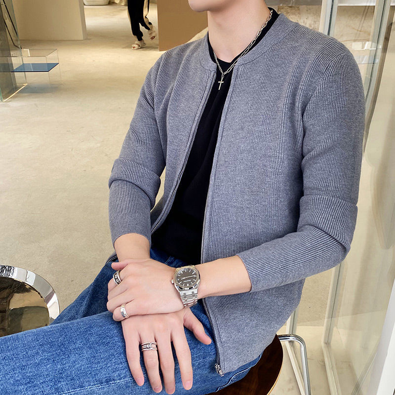 

Men's Autumn 2021 New Fine Mesh Cardigan Sweater Leisure Male Wear XLGF, White