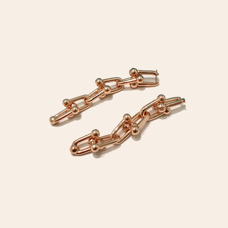 

fahion Stainless steel U-shaped six-link chain Stud Earrings 18k Gold Stud Earrings rose gold stud earrings for woman
