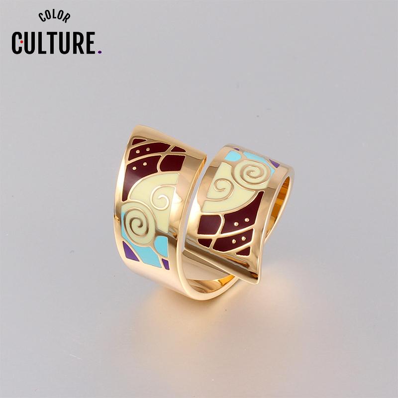 

Rings Open For Women Geometric patterns Enamel Adjustable Ring Fine Jewelry Party Gifts