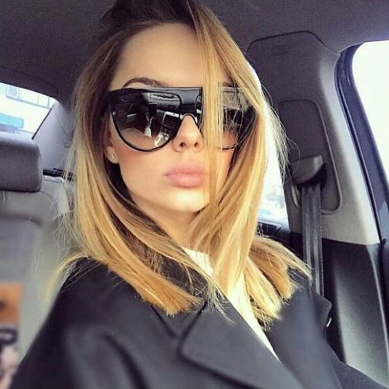 

Oversized Flat Top Women Big Frame Kim Kardashian Brand Designer Ladies Sun Glasses Black Sunglasses Gafas De Sol, White;black