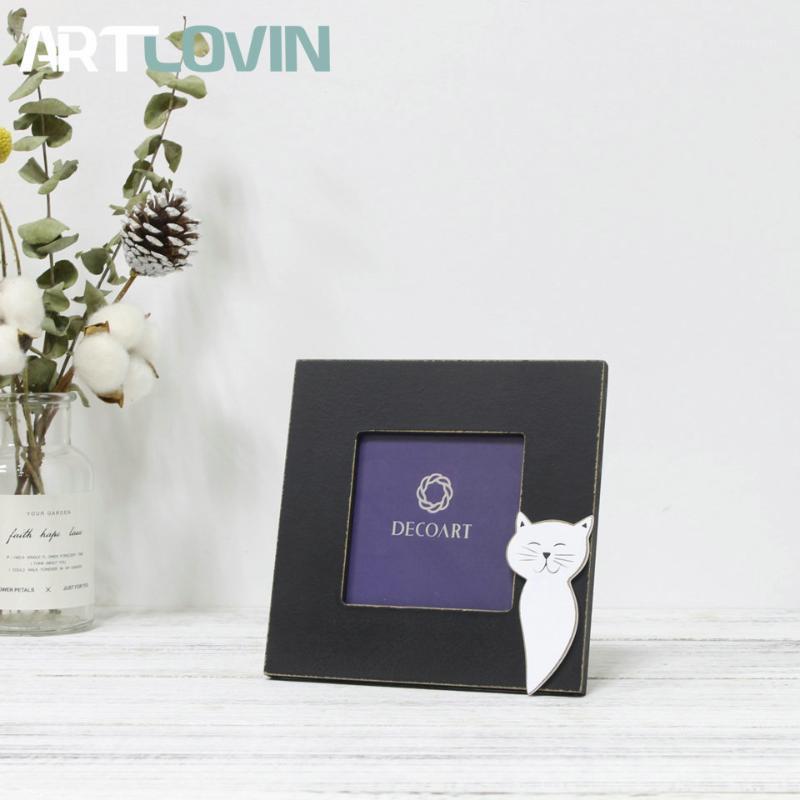 

Retro Black & White Photo Frame Wooden Rustic 4 Inch Square Picture Frames for Kids Birthday Gift Home Decor Cat New Design1