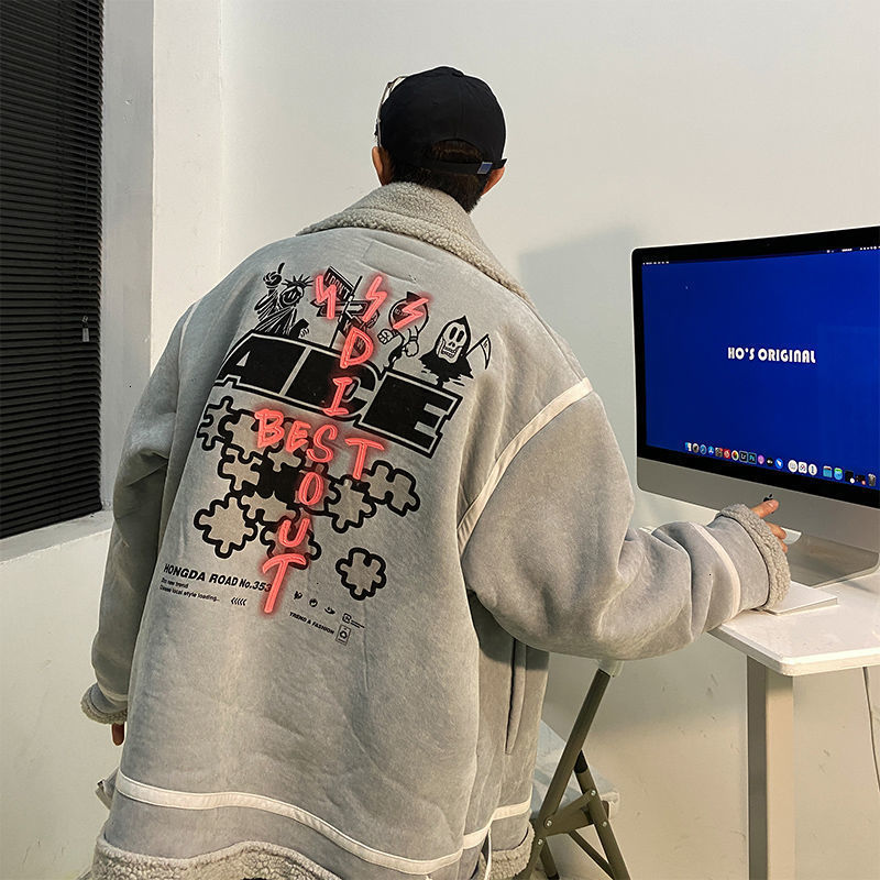 

2021 New Privathinker Men's Embroidered Printed Cotton Korean Streetwear Warm Coats Man Hip Hop Jacket Clothing Male Fashion Coat O95M, Brickpink