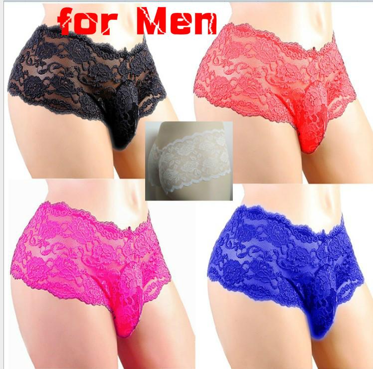 

Men Lace Panties Sexy Lingerie Crossdress Bikini Thong Mesh Sheer Sexy Hot Erotic Briefs Babydoll Mens 2020 New, Black