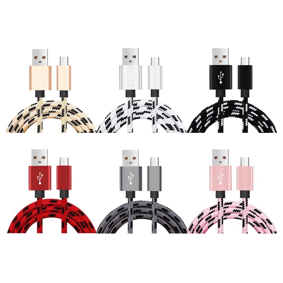 

premium nylon fabric braided micro v8 type c usb charger cables data fast charging 1m 2m 3m for samsung xiaomi mobile phones android phone cellphone, Mixed color